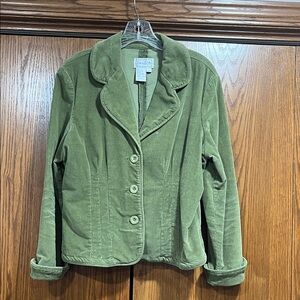 Live a Little green corduroy jacket.  Size L.